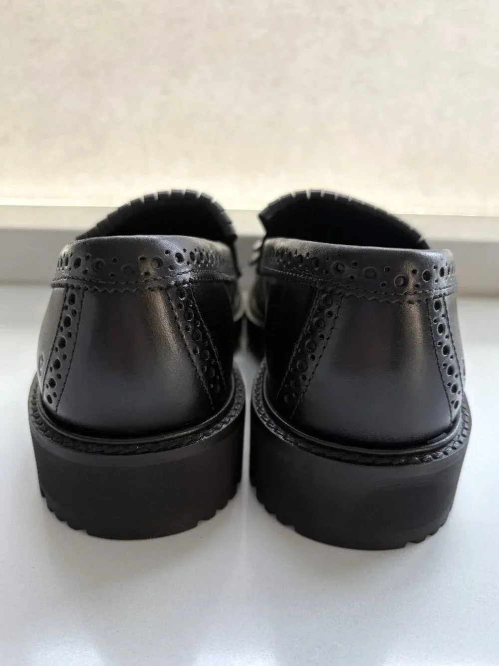 Ecco Metropole Oslo Penny Loafers Leather Kiltie Brogue Slip On Black Size 36